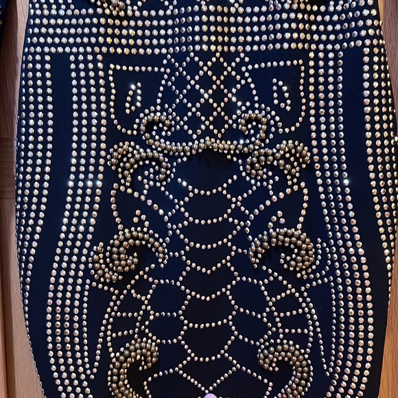 Mini dress from Fashion nova, size XS color black with gold stud and beads. - Picture 7 of 8